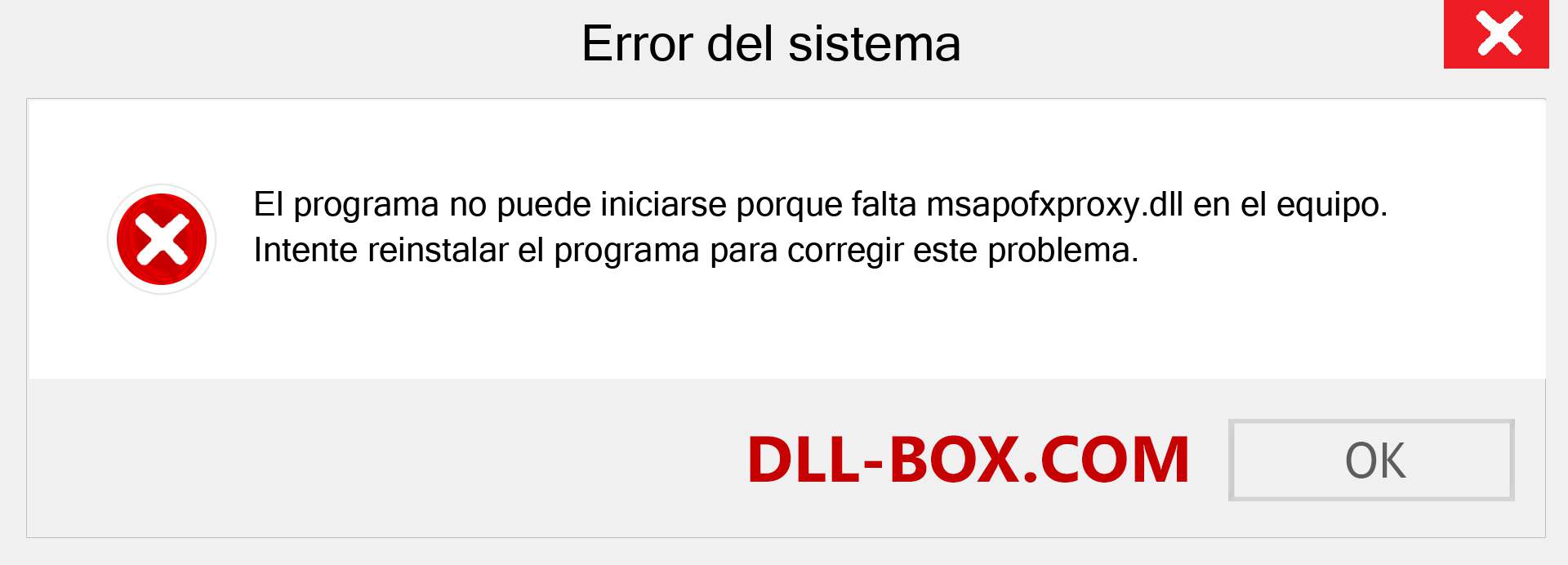 ¿Falta el archivo msapofxproxy.dll ?. Descargar para Windows 7, 8, 10 - Corregir msapofxproxy dll Missing Error en Windows, fotos, imágenes