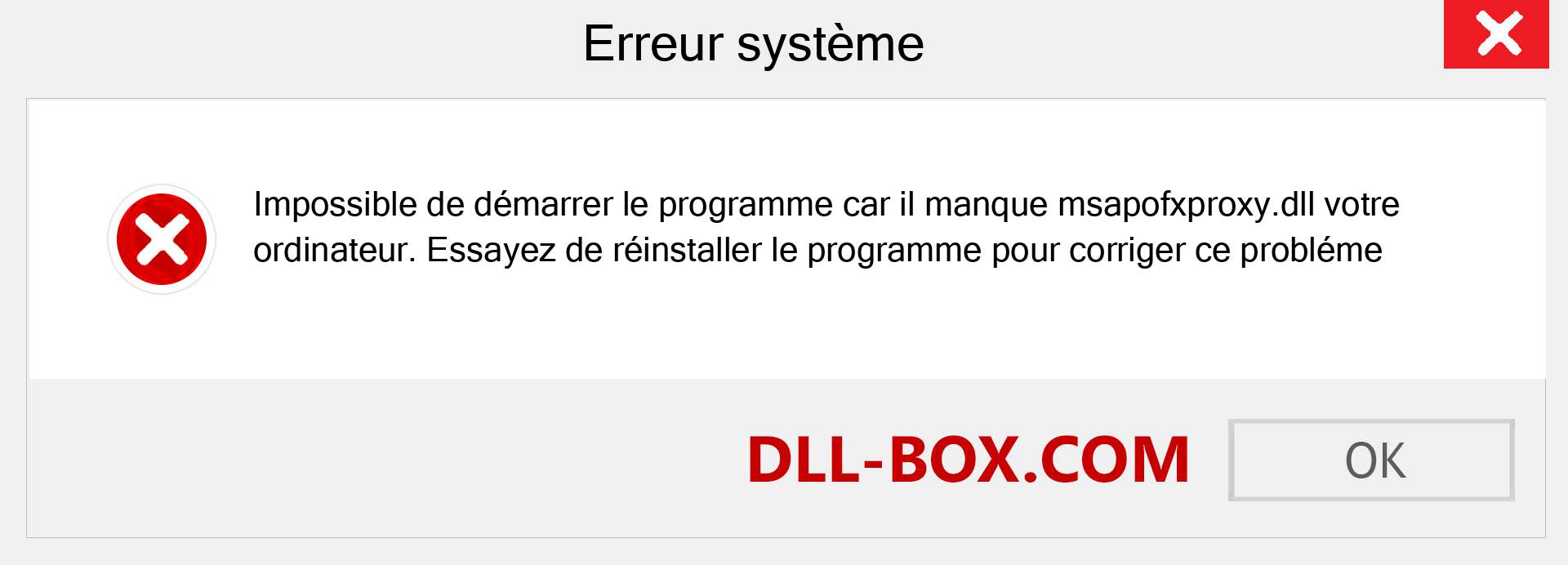 Le fichier msapofxproxy.dll est manquant ?. Télécharger pour Windows 7, 8, 10 - Correction de l'erreur manquante msapofxproxy dll sur Windows, photos, images